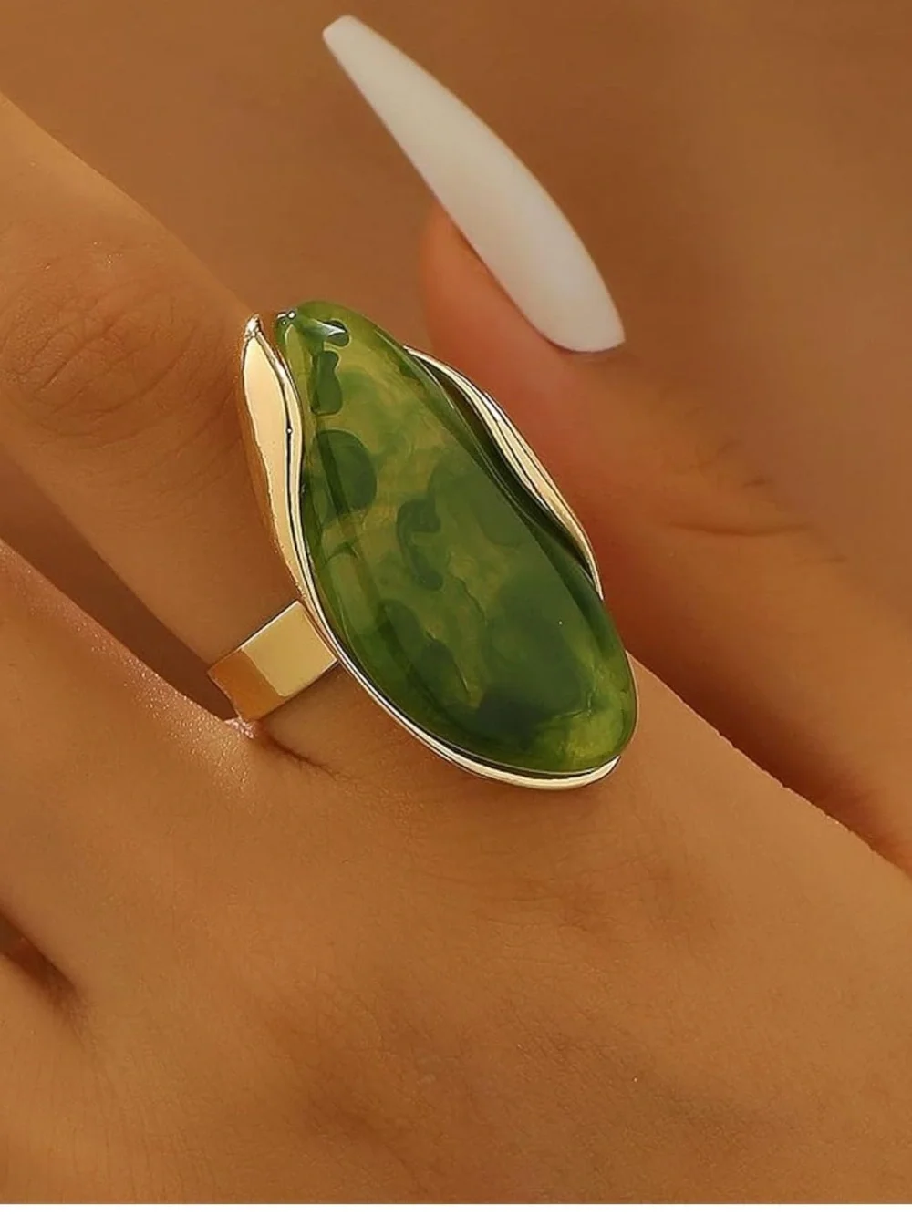 Emerald Mirage Sculptural Statement Ring